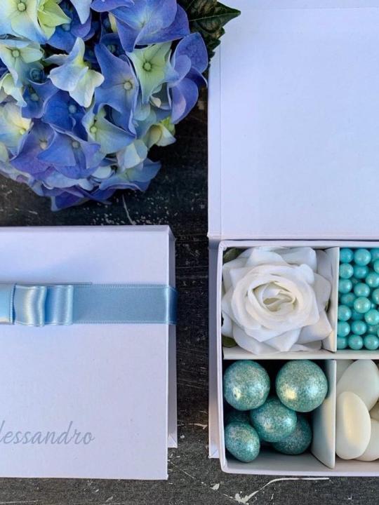 Box confettata azzurro 
