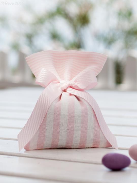 Sacchetto righe rosa con bordo 