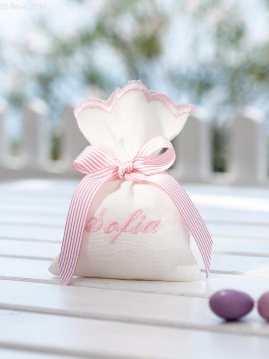Sacchetto con smerlo personalizzato con nome 