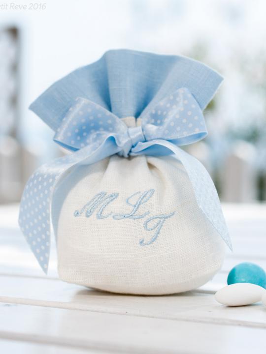Saccotto in lino personalizzato con iniziali 