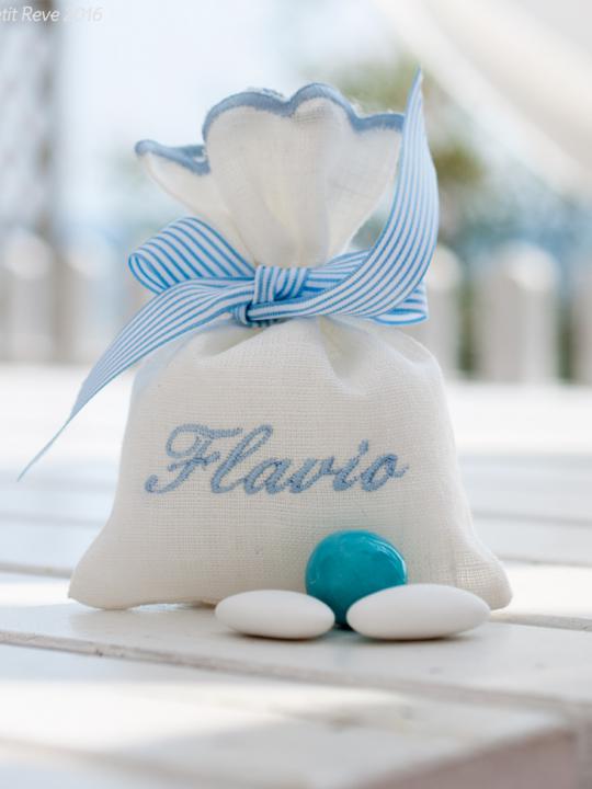 Sacchetto con smerlo personalizzato con nome 