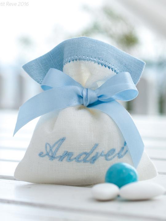 Sacchetto orlo a giorno personalizzato con nome 
